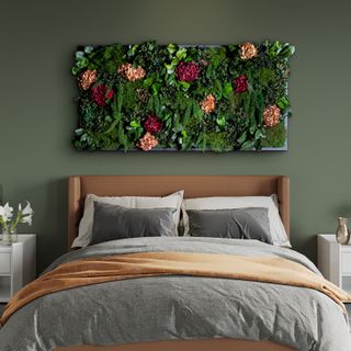 Moosbild Gigant Wild Hydrangea 150 x 75 cm auf Holzfaserplatte anthrazit - 1
