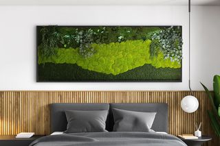Moosbild mit Moosmix und Pflanzen 260 x 100 cm auf Holzfaserplatte  anthrazit - 1