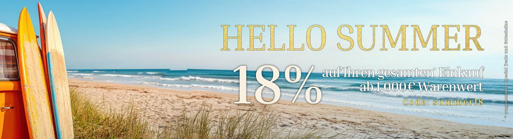 Hello Summer ☀️ jetzt 18% auf alle* Artikel sparen mit dem Code summer18